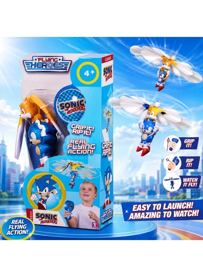 FLYING HEROES Sonic the Hedgehog Flying Heroes Toy – Real Flying Action Launcher with Sonic & Tails – Interactive Flying Toy for Kids - Image 1