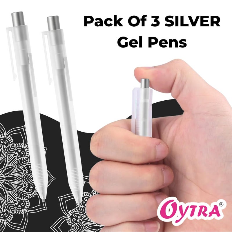 Oytra Metallic Fineliner Pens 3 Pcs/Set Silver Fine Tip - Image 2