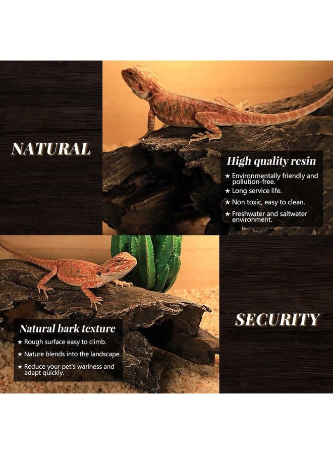 PTFJZ Large Reptile Hide Leopard Gecko Tank Accessories Driftwood for Aquarium Natural Hollow Log for Betta Fish Hideout Bearded Dragon or Ball Python Tank Accessories(13.8") - Image 2