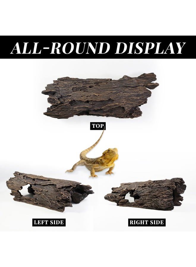PTFJZ Large Reptile Hide Leopard Gecko Tank Accessories Driftwood for Aquarium Natural Hollow Log for Betta Fish Hideout Bearded Dragon or Ball Python Tank Accessories(13.8") - Image 5