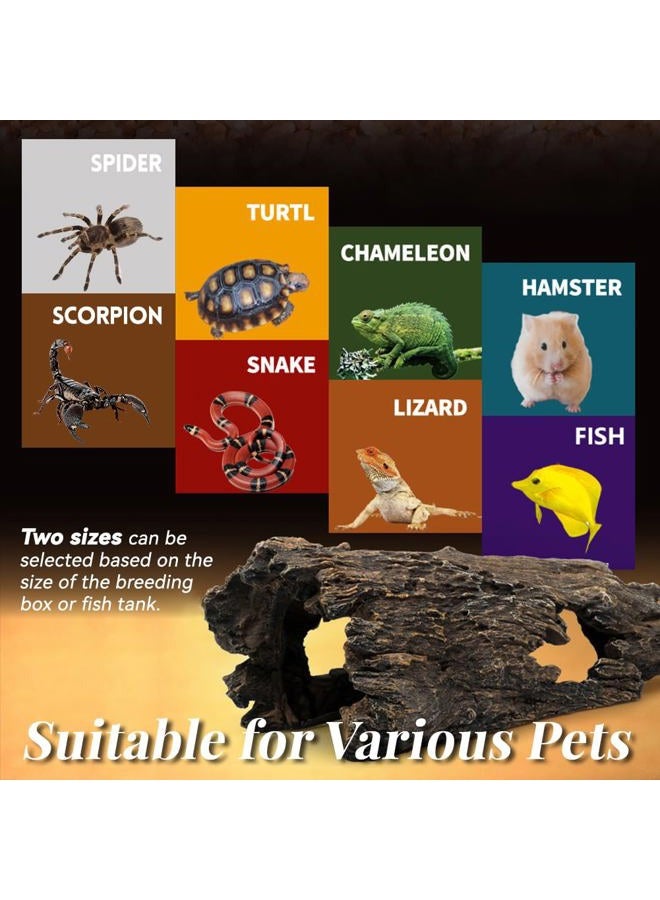 PTFJZ Large Reptile Hide Leopard Gecko Tank Accessories Driftwood for Aquarium Natural Hollow Log for Betta Fish Hideout Bearded Dragon or Ball Python Tank Accessories(13.8") - Image 3