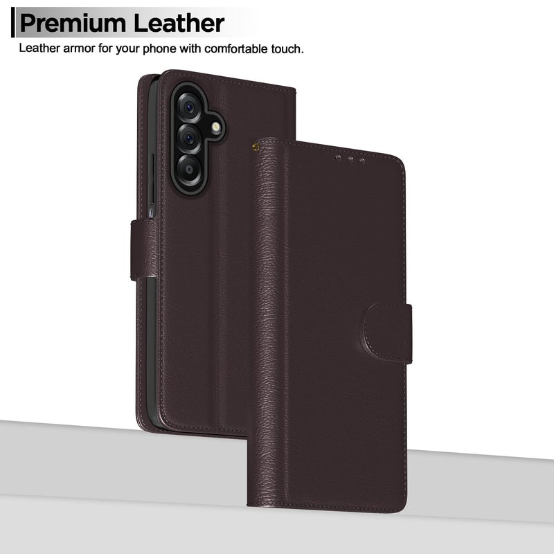 Pikkme Flip Cover for Samsung Galaxy M17 5G / A17 5G / F17 5G Leather Finish | Inside TPU with Card Pockets | Wallet Stand and Shock Proof | Complete Protection Flip Case(Coffee) - Image 2