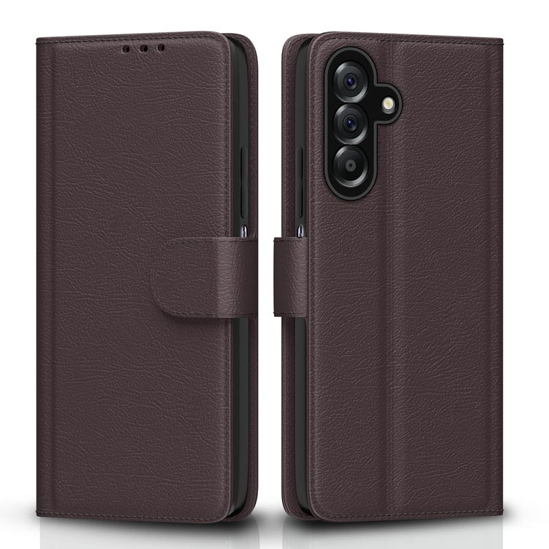 Pikkme Flip Cover for Samsung Galaxy M17 5G / A17 5G / F17 5G Leather Finish | Inside TPU with Card Pockets | Wallet Stand and Shock Proof | Complete Protection Flip Case(Coffee) - Image 1