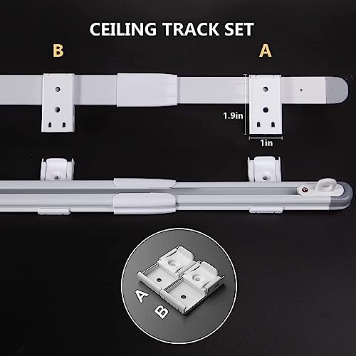 ZIVIK Retractable curtain track(32.8in-60in),Top-mounted Room Divider Curtain Rod,Ceiling Rails Set with Silent Rollers and Hooks for Living, aluminum alloy curtain box curtain rod White (Pack Of 3) - Image 3