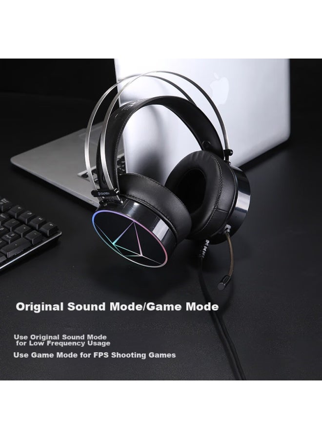 Daryo Dareu Eh722pro Professional Edition Gaming Headset, Mingmo Yuanxu Zhuyue Headphones, Over-ear, Noise-cancelling, In-line Control, Gaming/original Sound Mode, Rgb, Black - Image 2
