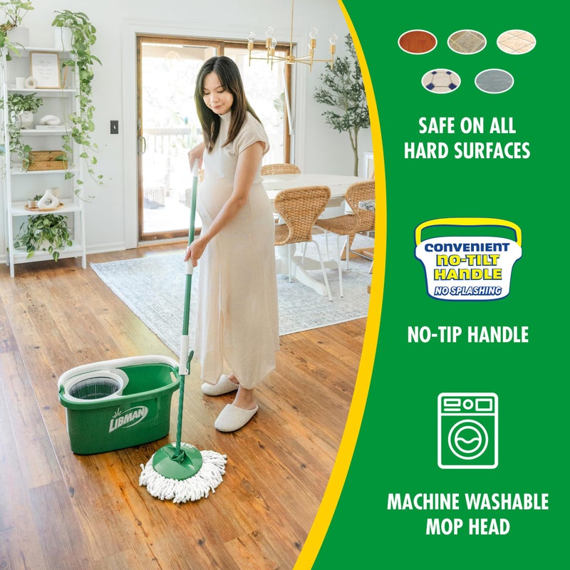 Libman Commercial Libman Tornado Spin Mop System and 1 Refill, Mop and Bucket with Wringer Set for Hardwood Floor Cleaning, 2 Total Heads Included - Image 3