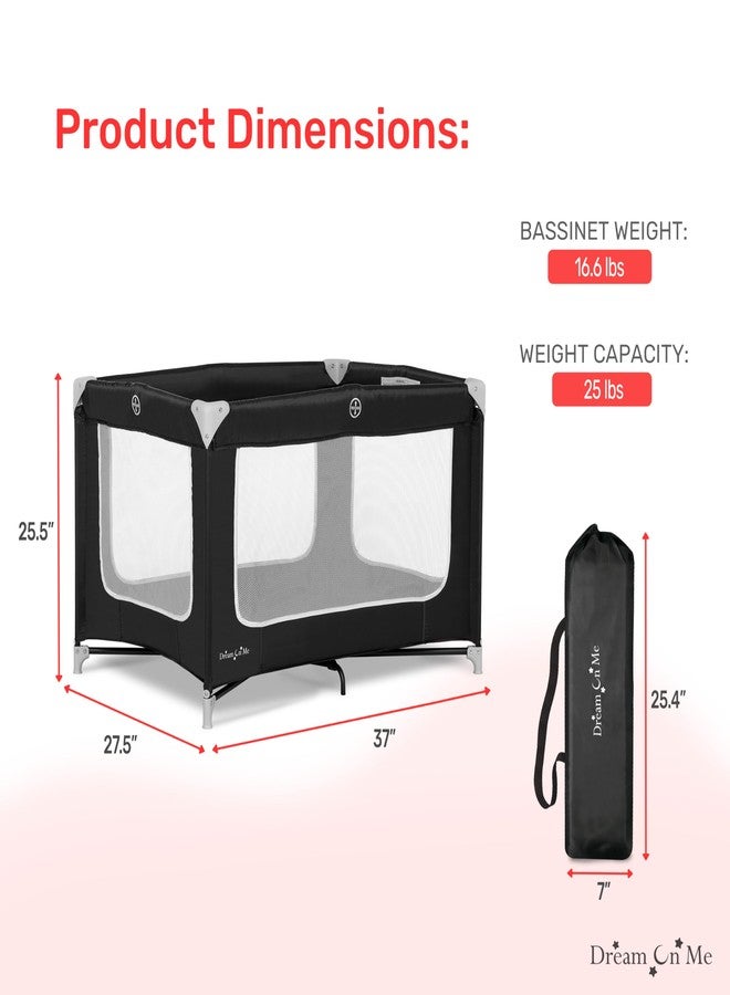 Dream On Me دريم أون مي زودياك بلايارد محمول باللون الأسود، خفيف الوزن، قابل للتعبئة وسهل الإعداد، بلايارد للأطفال، جوانب شبكية قابلة للتنفس وقماش ناعم - يأتي مع حصيرة مبطنة قابلة للإزالة - Image 5