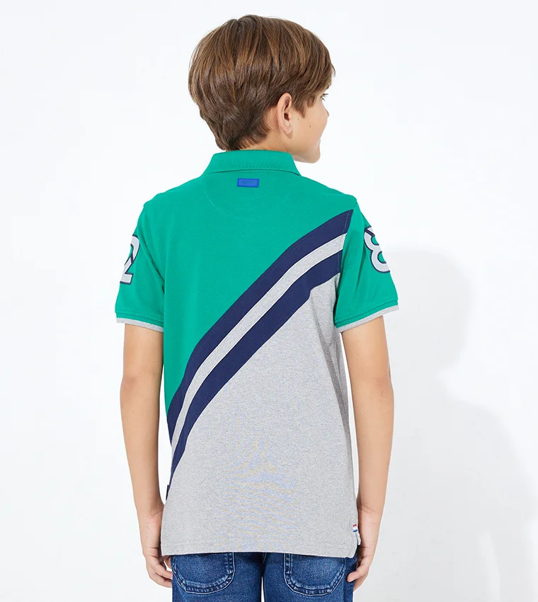 بيفرلي هيلز بولو كلوب تيشيرت بولو بأكمام قصيرة بتصميم كتل الألوان