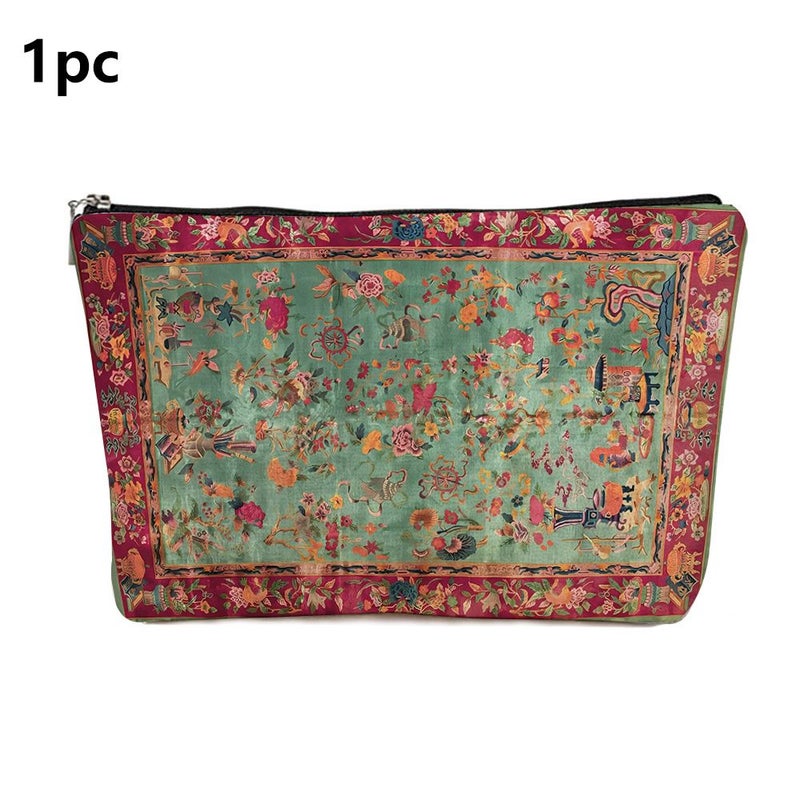 Palace French Linen Makeup Bag Vintage Travel Cosmetic Case 10.24x7.08in - Image 3