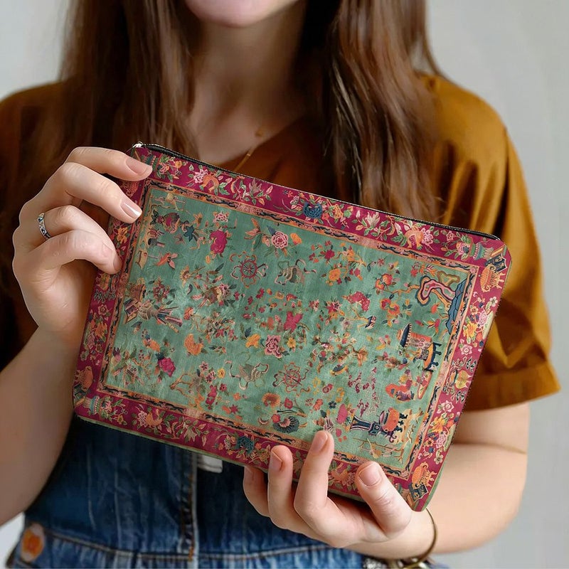 Palace French Linen Makeup Bag Vintage Travel Cosmetic Case 10.24x7.08in - Image 1