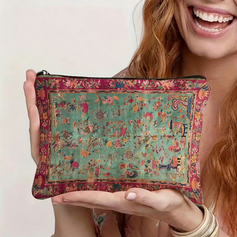 Palace French Linen Makeup Bag Vintage Travel Cosmetic Case 10.24x7.08in - Image 5