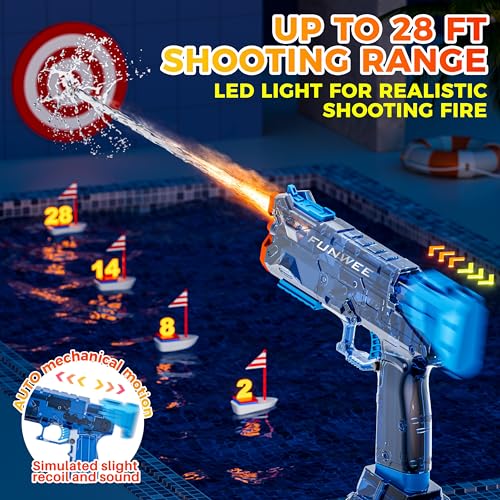 Funwee 2025 New Upgrade 2 Pack Electric Water Guns Light Up Full Automatic Squirt Gun High Capacity 500 Water Blasts Long Range Water Blaster Soaker Outdoor Pool Auto Water Toy for Adult Kid - Image 5
