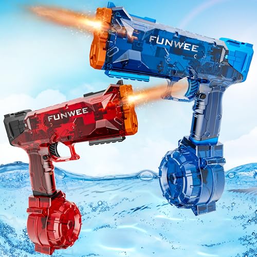 Funwee 2025 New Upgrade 2 Pack Electric Water Guns Light Up Full Automatic Squirt Gun High Capacity 500 Water Blasts Long Range Water Blaster Soaker Outdoor Pool Auto Water Toy for Adult Kid - Image 1