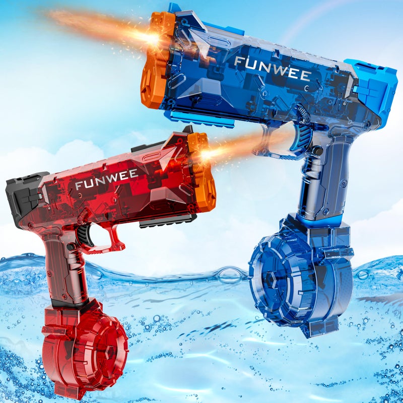 Funwee 2025 New Upgrade 2 Pack Electric Water Guns Light Up Full Automatic Squirt Gun High Capacity 500 Water Blasts Long Range Water Blaster Soaker Outdoor Pool Auto Water Toy for Adult Kid - Image 3