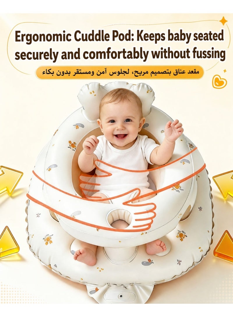 Inflatable Baby Sitting Chair, Anti-Rollover Baby Support Seat with Suction Base, Ergonomic Spine Protection Baby Sofa, Portable Learning Sitting, Feeding and Bath Chair, Safe PVC Floor Seat - Image 4