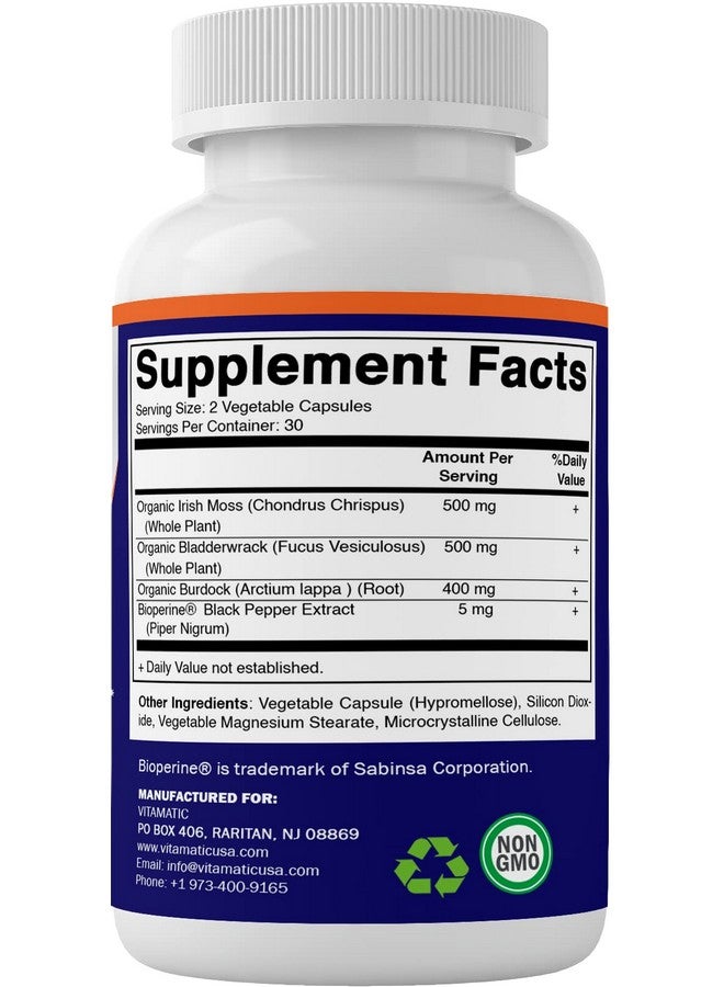 Vitamatic Irish Sea Moss - 120 Vegetarian Capsules Made with Bladderwrack & Burdock Root - Seamoss Supplement for Thyroid, Energy & Immune Support - Image 4