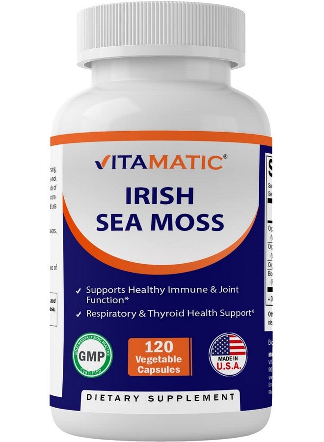 Vitamatic Irish Sea Moss - 120 Vegetarian Capsules Made with Bladderwrack & Burdock Root - Seamoss Supplement for Thyroid, Energy & Immune Support - Image 1