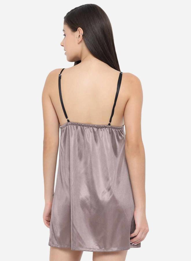 Take Two Solid V Neck Strappy Satin Babydoll By KLAMOTTEN - Image 1