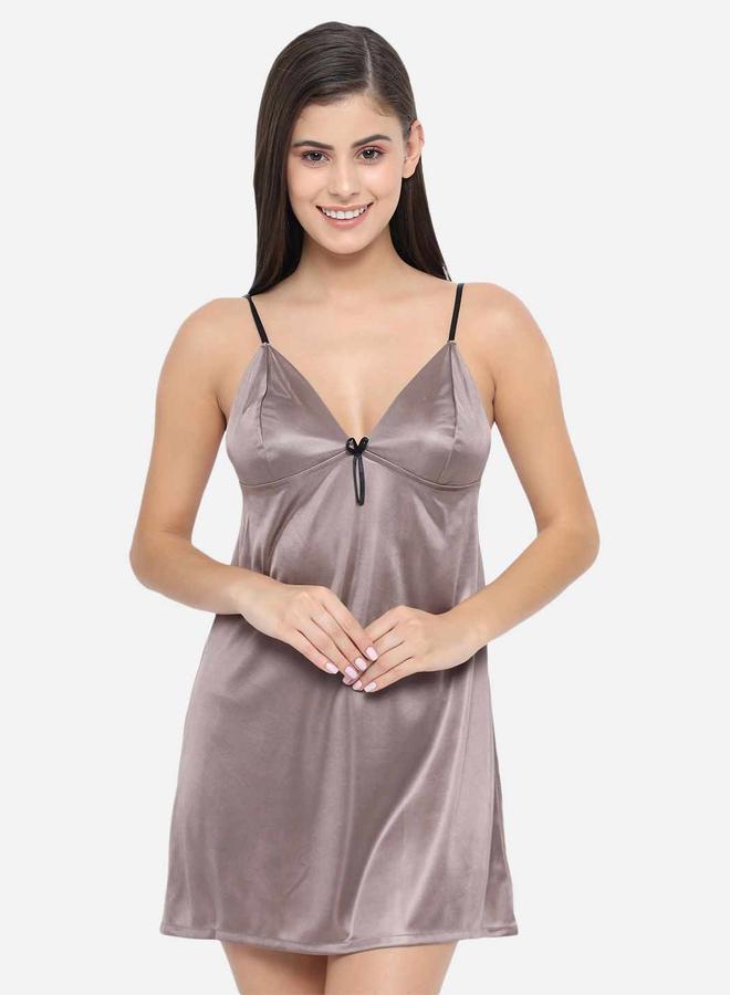 Take Two Solid V Neck Strappy Satin Babydoll By KLAMOTTEN - Image 4