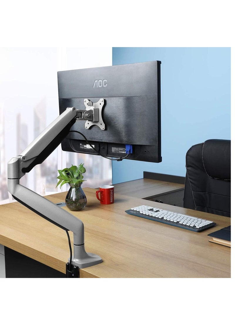 Premium Aluminum Single Arm Monitor Stand with Clamp & Grommet Mounting Base - Image 2