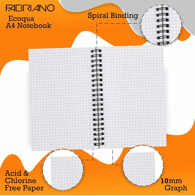 FABRIANO Ecoqua A4 Sprial Bound Graph 10MM Notebook Purple - Image 2