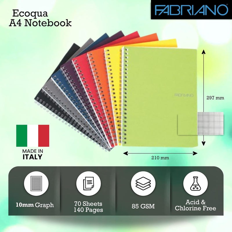 FABRIANO Ecoqua A4 Sprial Bound Graph 10MM Notebook Purple - Image 3