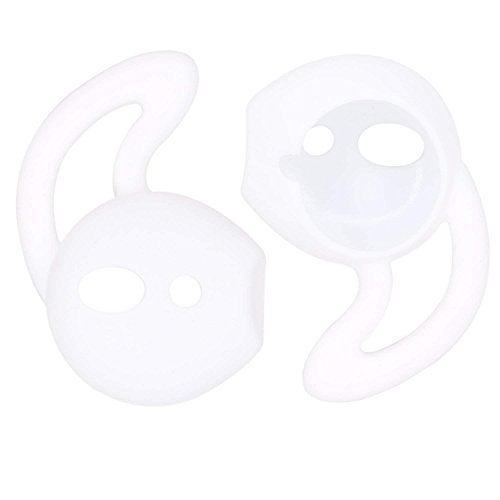 JNSA 4 Pair Ear Tips Silicone Cover Compatible with AirPods, 2X Super Thin Eartips [Fit in Case] & 2X Anti-Drop Sports Ear Hook Gel [Protective & Great Noise-Isolation], White Black - Image 2