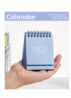 General Mini Desk Calendar 2025, Small Desktop Calendar Mini Daily Schedule Thick Paper Twin-Wire Binding with Stickers for Home Office School (Mini Blue))  - Image 2