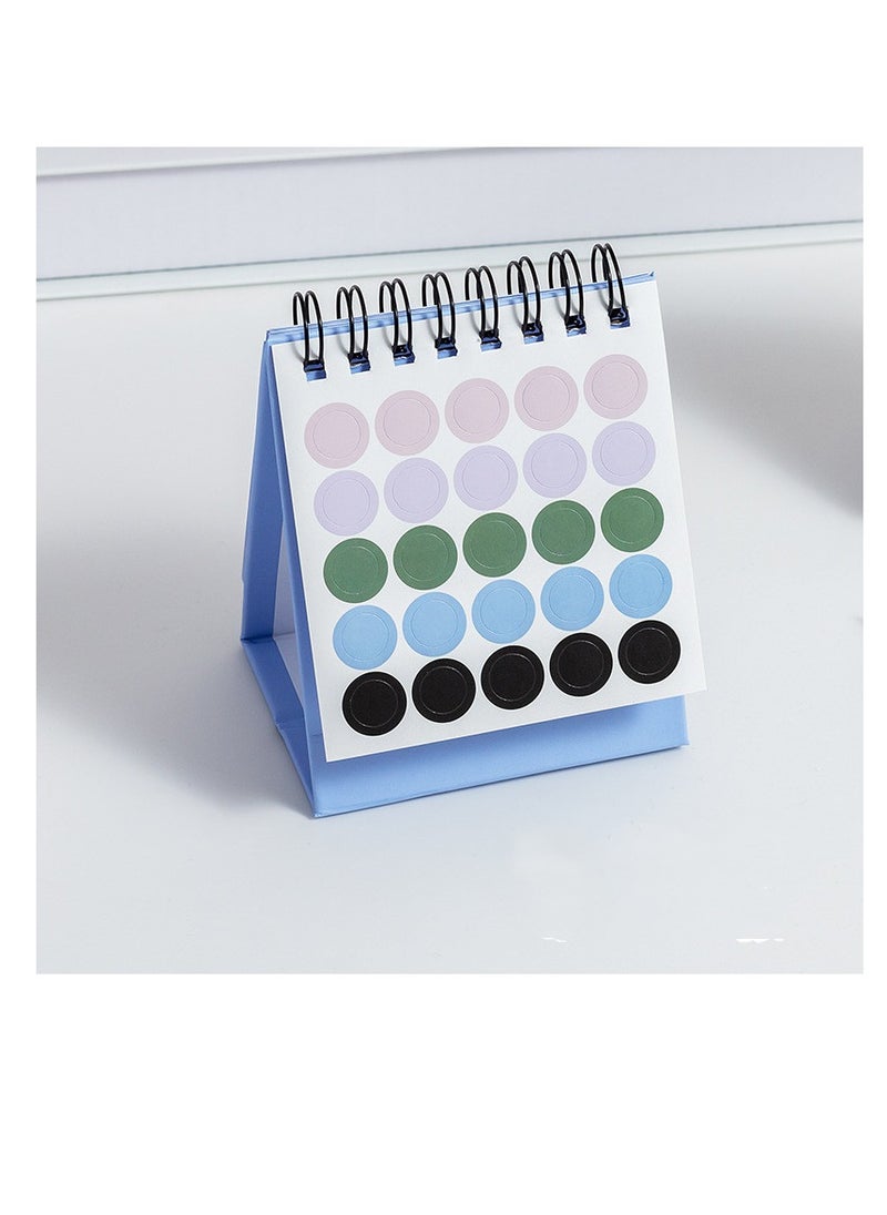 General - Mini Desk Calendar 2025, Small Desktop Calendar Mini Daily Schedule Thick Paper Twin-Wire Binding with Stickers for Home Office School (Mini Blue)) - Image 1