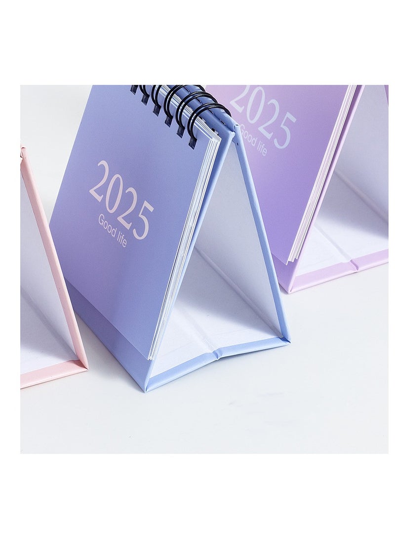 General - Mini Desk Calendar 2025, Small Desktop Calendar Mini Daily Schedule Thick Paper Twin-Wire Binding with Stickers for Home Office School (Mini Blue)) - Image 1