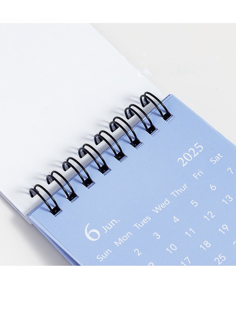 General - Mini Desk Calendar 2025, Small Desktop Calendar Mini Daily Schedule Thick Paper Twin-Wire Binding with Stickers for Home Office School (Mini Blue)) - Image 1