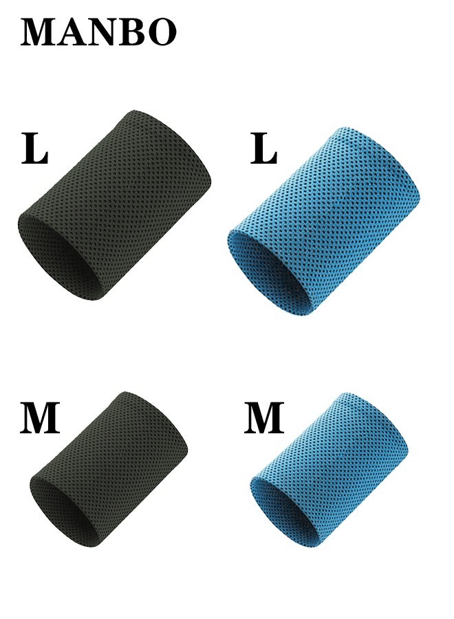 MANBO 4PC Cooling Ice Silk Wrist Sweatbands, Breathable Cold Feeling Sports Wrist Wraps for Gym Workout Outdoor Running - Image 1