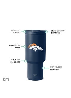Simple Modern Simple Modern Officially Licensed NFL Denver Broncos 30 oz Tumbler with Flip Lid and Straws | Insulated Cup Stainless Steel | Gifts for Men Women | Trek Collection | Denver Broncos 