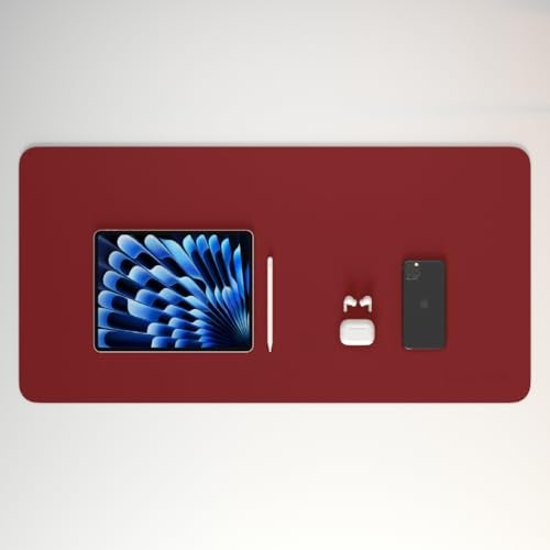 scarters Desk mat | Desk Accessories for Work from Home and Office | Extended Mouse Pad | Reversible (Red & Black) | 90 * 45cm | Anti Slip, Vegan PU - Image 1