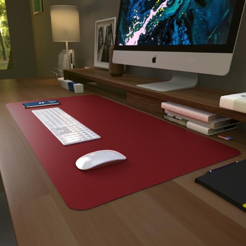 scarters Desk mat | Desk Accessories for Work from Home and Office | Extended Mouse Pad | Reversible (Red & Black) | 90 * 45cm | Anti Slip, Vegan PU - Image 4