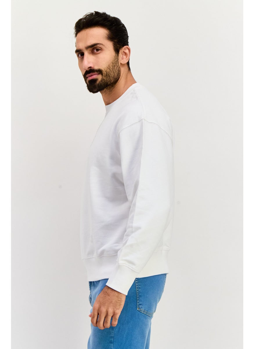 ESPRIT - Men Crew Neck Long Sleeve Brand Logo Sweatshirt, White - Image 1