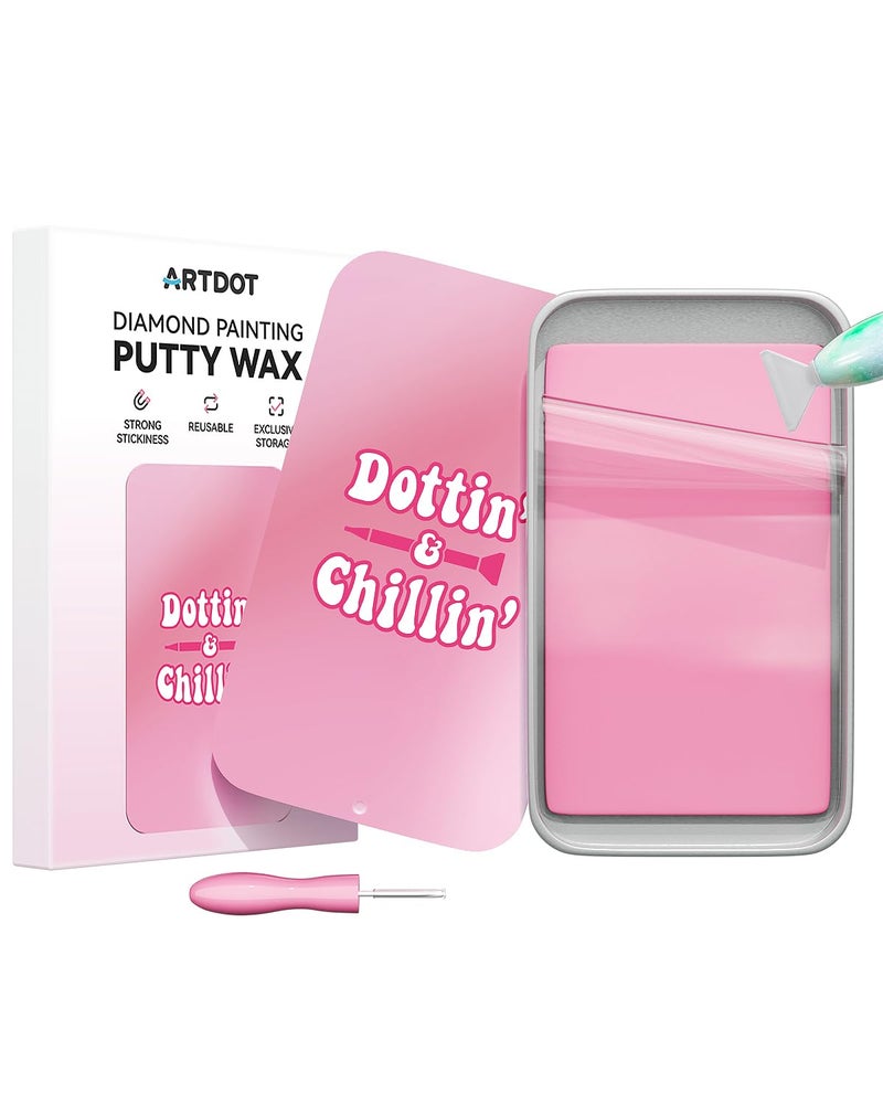 ARTDOT Strong Adsorption Putty Wax for Diamond Painting Kits for Adults,Large Size Glue with Sealed Storage Box for Diamond Art Accessories and Tools(Pink) - Image 1