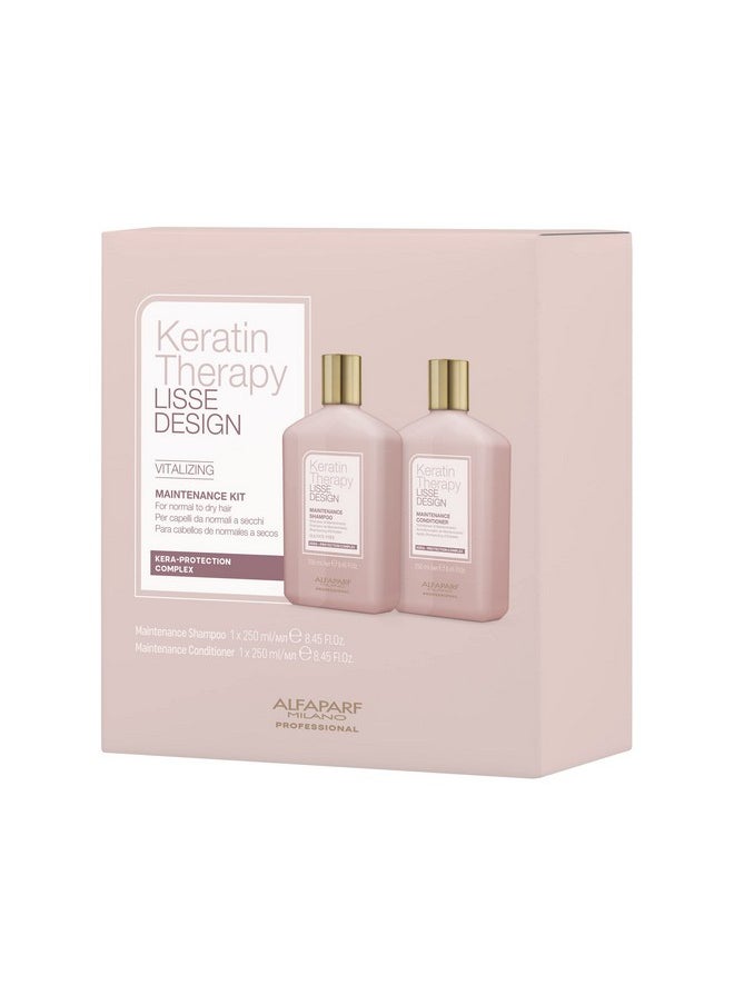 ALFAPARF MILANO Keratin Therapy Lisse Design Vitalizing Kit Sulfate Free Keratin Shampoo And Conditioner Maintains And Enhances Keratin Hair Treatment 2 X 8.45 Fl Oz  - Image 2