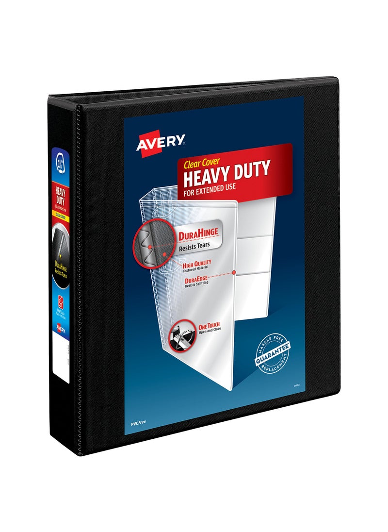 AVERY Avery Heavy-Duty View 3 Ring Binder, 1.5" One Touch Slant Rings, Holds 8.5" x 11" Paper, 1 Black Binder (05400)  - Image 1