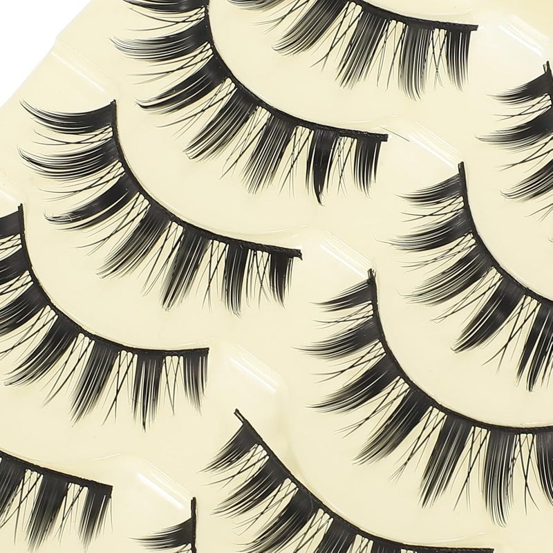 False Eyelashes 5 Pairs Black Stem Natural Curl Lightweight Makeup Accessories for Women Enhancing Eye Shape and Double Eyelid Effect - Image 3