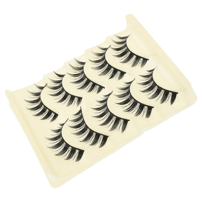 False Eyelashes 5 Pairs Black Stem Natural Curl Lightweight Makeup Accessories for Women Enhancing Eye Shape and Double Eyelid Effect - Image 1
