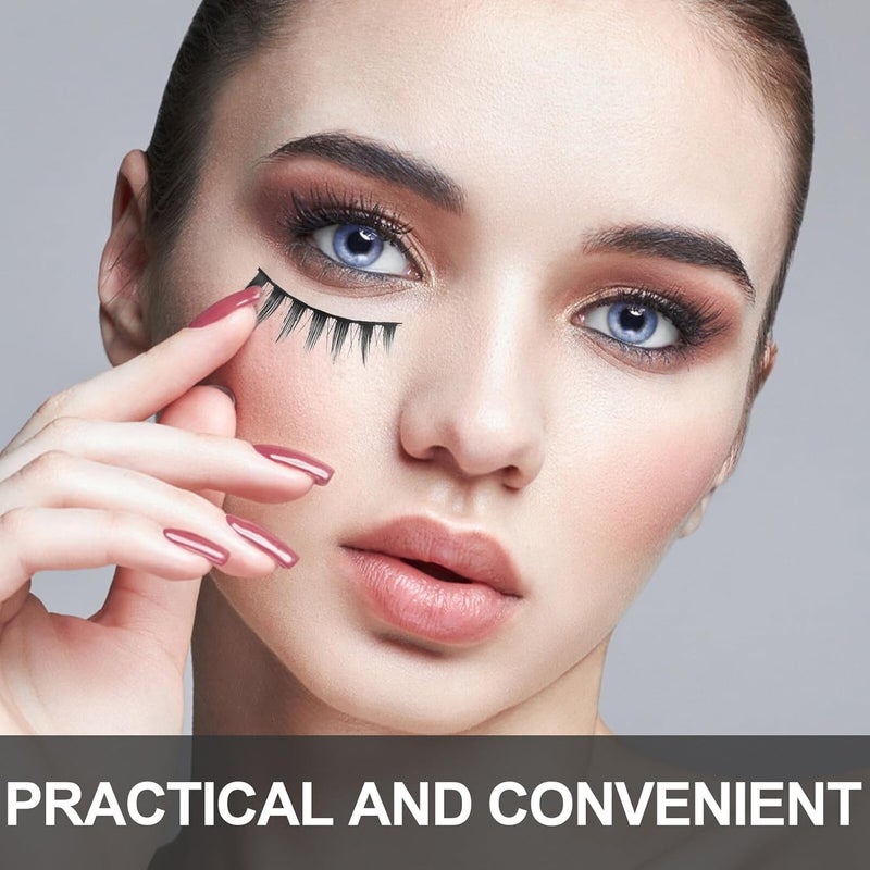 False Eyelashes 5 Pairs Black Stem Natural Curl Lightweight Makeup Accessories for Women Enhancing Eye Shape and Double Eyelid Effect - Image 5