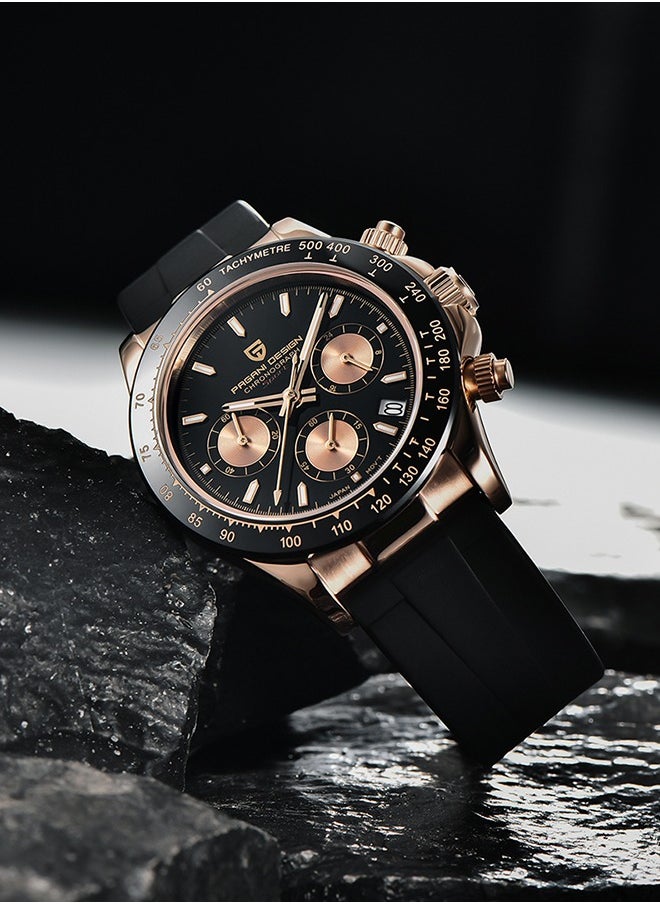 PAGANI DESIGN Men's Quartz Watches Chronograph Sports Men's Wrist Watch with VK63 Movement Silicone Watchband  - Image 3