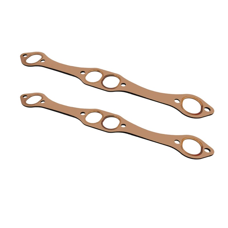 TAKPART 2PCS Exhaust Gaskets Oval Port Copper Header Exhaust Gasket Reusable Compatible for SB Chevy 327 305 350 383 - Image 3