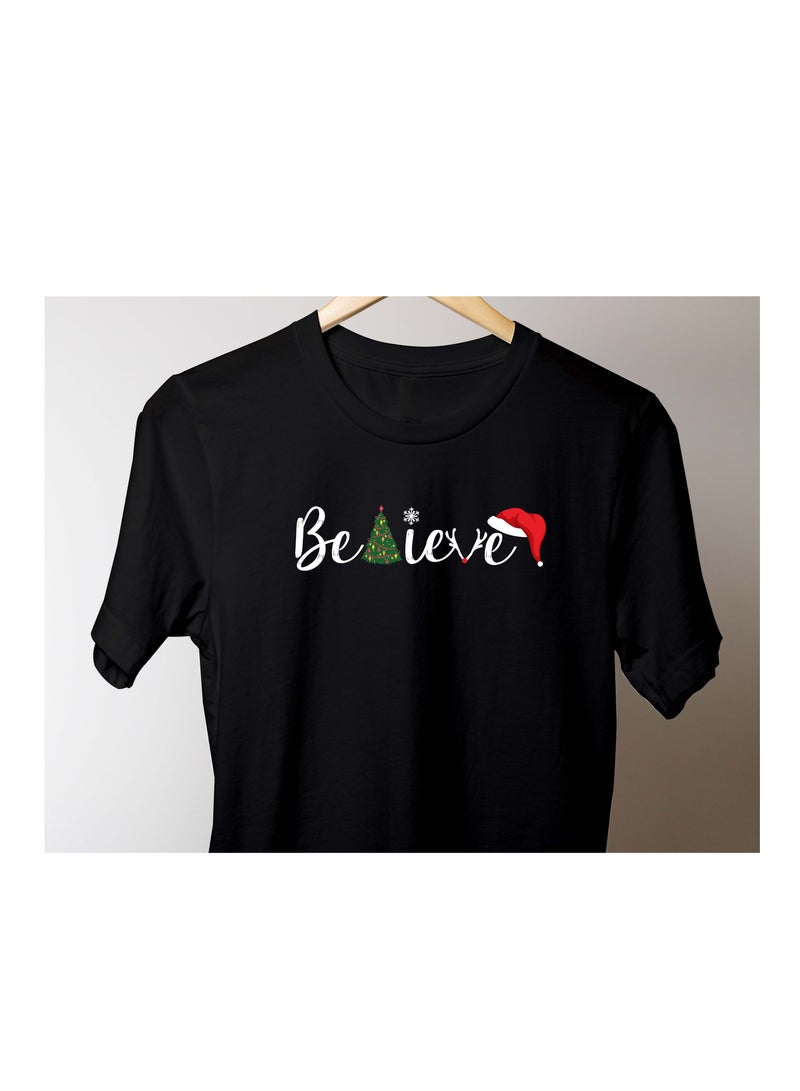 Short Sleeve Cotton Round Neck Tshirt For Unisex Adult Black - Image 1