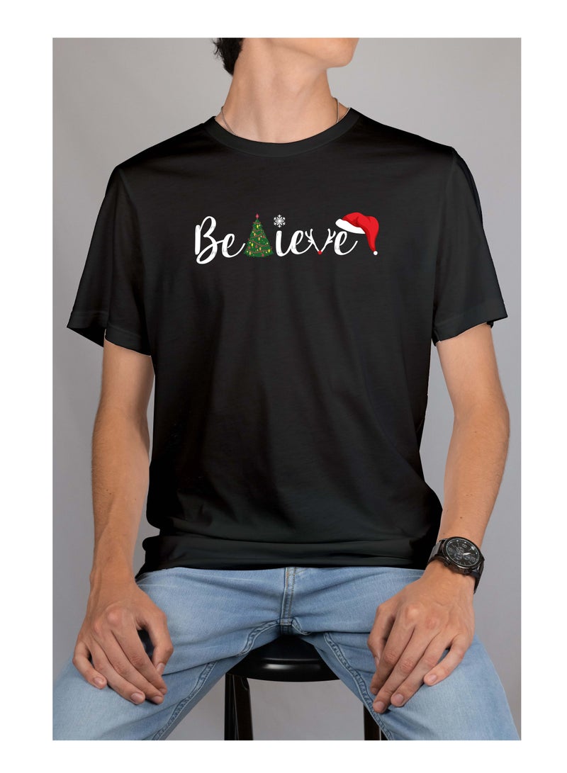 Short Sleeve Cotton Round Neck Tshirt For Unisex Adult Black - Image 2