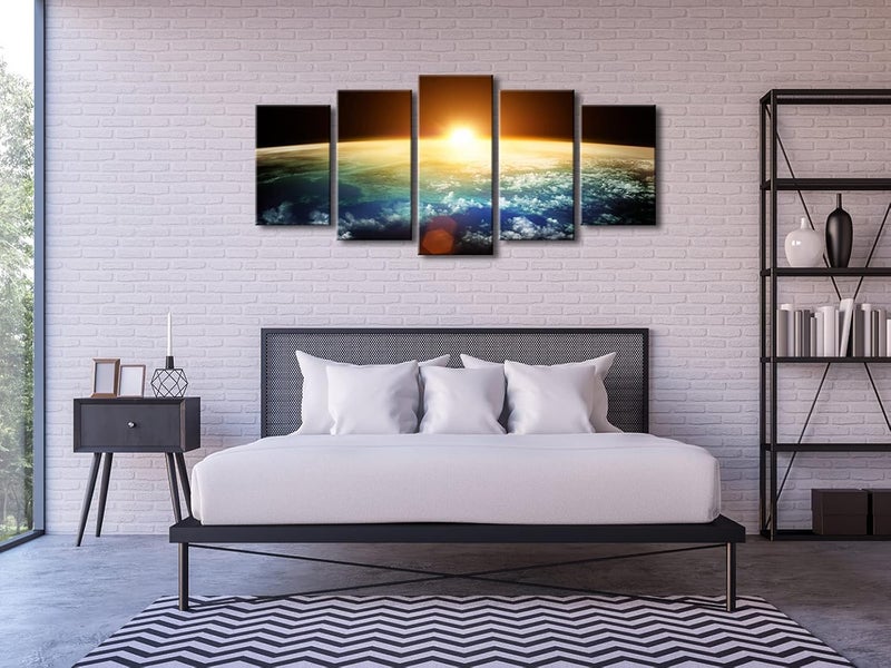 Pyradecor The Earth 5 Panels Modern Seascape Artwork Giclee Canvas Prints - Image 3