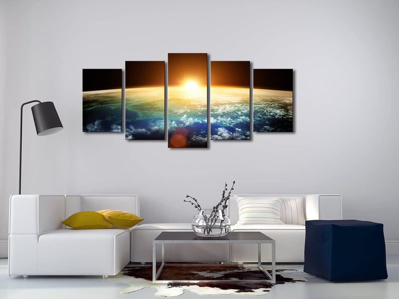 Pyradecor The Earth 5 Panels Modern Seascape Artwork Giclee Canvas Prints - Image 4
