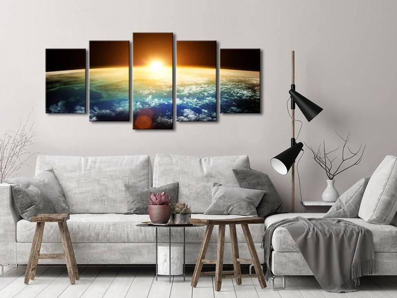 Pyradecor The Earth 5 Panels Modern Seascape Artwork Giclee Canvas Prints - Image 5