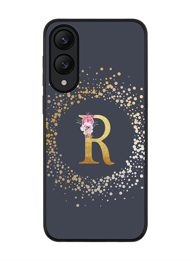 Stylizedd For Samsung Galaxy S25 Edge Case,Slim fit Camera Protection, Shockproof Thin Phone cover  - Custom Monogram Floral - R  (Grey )